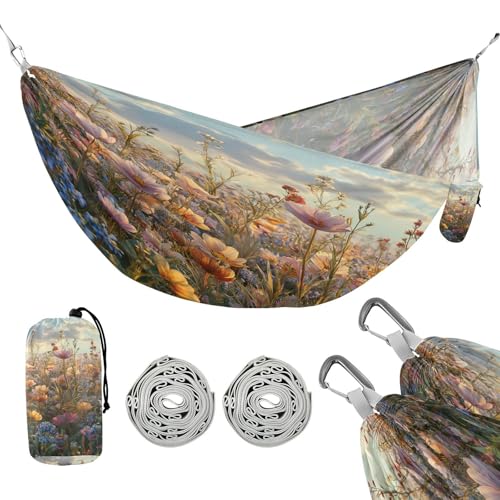 ATTX Floral Landscapes Camping Hammock - Lightweight & Portable Hammocks, Heavy Duty 330lbs Capacity for Indoor, Hiking, Backpacking, Travel, Backyard, Beach#13