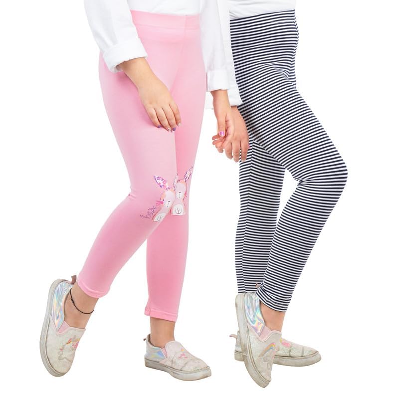 Image of ARIEL Cotton Printed Non-Transparent Regular Fit Ankle Length Leggings for Girls