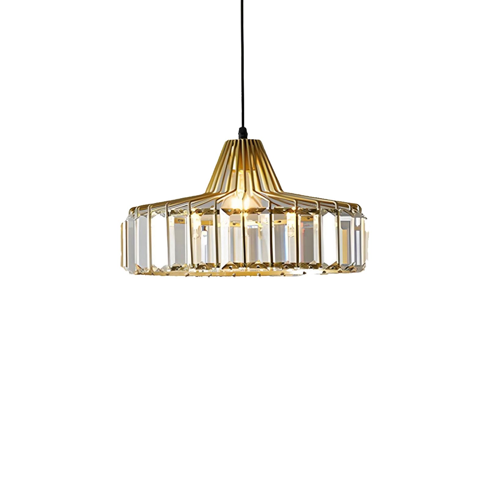 ZTTECH Lámpara de Techo Moderna de Cristal Altura Regulable Lámpara Colgante de Metal y Vidrio Casquillo E27 Compatible con Bombillas Regulables para Cocina Comedor Dormitorio (Dorado, 25cm)