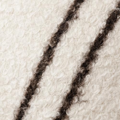 Image of Foindtower Pack of 2 Soft Faux Fur Boucle Throw Decorative Pillow Covers Fuzzy Accent Striped Cushion Sherpa Boho Farmhouse Pillowcase for Couch Sofa Bed Living Room Home Decor 20x20 Inch,Ivory