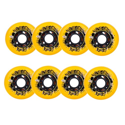 JCXYL EV 8-Pack Inline Skate Replacement Wheels 72mm/76mm/80mm, Roller Skating Wheels, 95A PU Skate Replacement Wheel for Indoor Outdoor Roller Hockey,Yellow,76mm