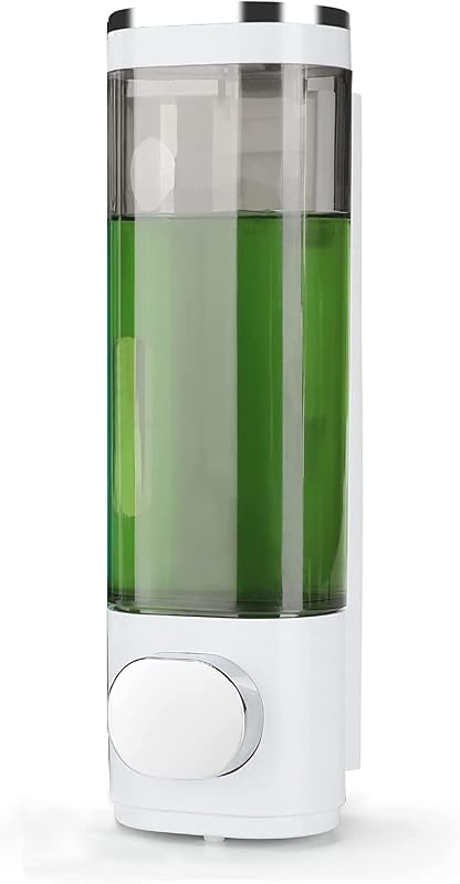 goldenwarm Fali Adagoló 300ml - Fekete-Fehér Műanyag Szappanadagoló Fürdőszobába és Konyhába - Fúrás Nélkül Felszerelhető Sampon és Tusfürdő