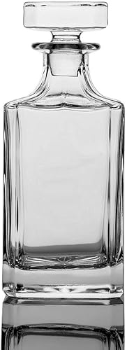 Decantador de whisky cuadrado de 25 oz con tapón de vidrio