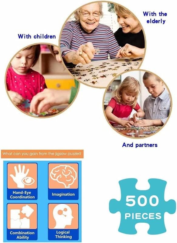 Miniatura 3 de Rompecabezas redondo de madera de noche de pizza familiar de 500 piezas, rompecabezas para adultos, niños, inteligencia, juguete, familia, amigo,