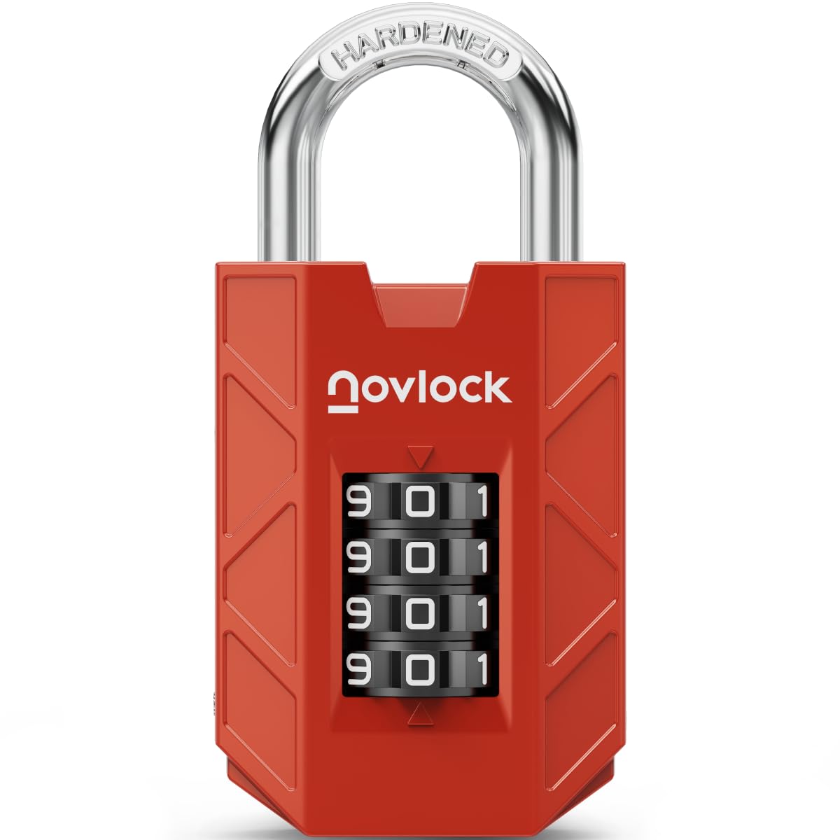 Novlock Red Combination Padlock – Sturdy & Secure 4-Digit Lock With Code For Gym, School & Work Lockers, Cabinets, Toolboxes, Sheds & Fences – 1-Pack,