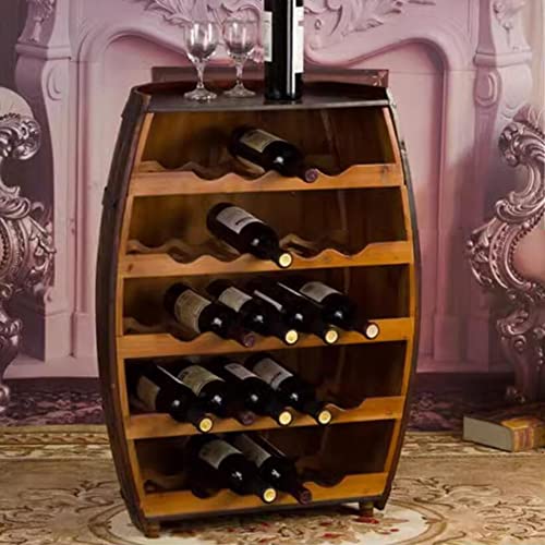 Soporte de vino de madera en forma de barril para 23 botellas miniatura 3