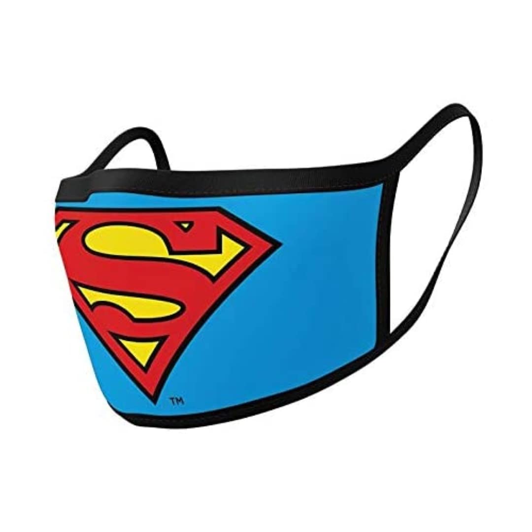 Pyramid International Superman Logo Face Mask Covering, Blue, One Size (Pack of 2)