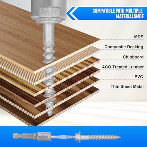 Image of Mech.Galv.#10 x 1-1 /2 inch Joist Hanger Screws-500 Qty, Joist Connector Screws | 10112R500 Hurricane Screws,1 /4 inch Hex Socket Wood Screw,0.370 inch-Dia Deck Screw,1500 Hours Salt Spray Test Connector Screws