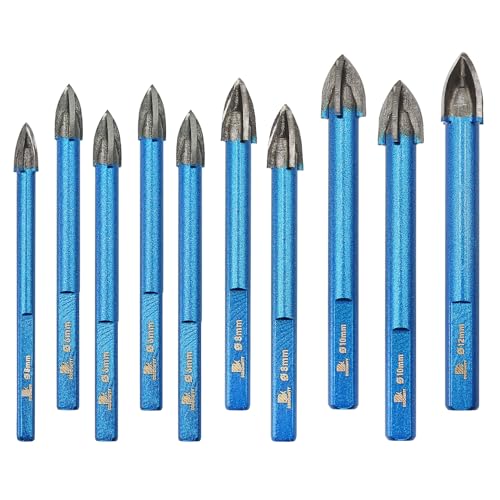 Image of Masonry Drill Bit BRSCHNITT 3 /16 inch,1 /4 inch*4,5 /16 inch*2,3 /8 inch*2,1 /2 inch Carbide Tips Concrete Drill Bit Set for Pots Bottles Ceramic Tile Glass Brick Ceramic Triangle Shank