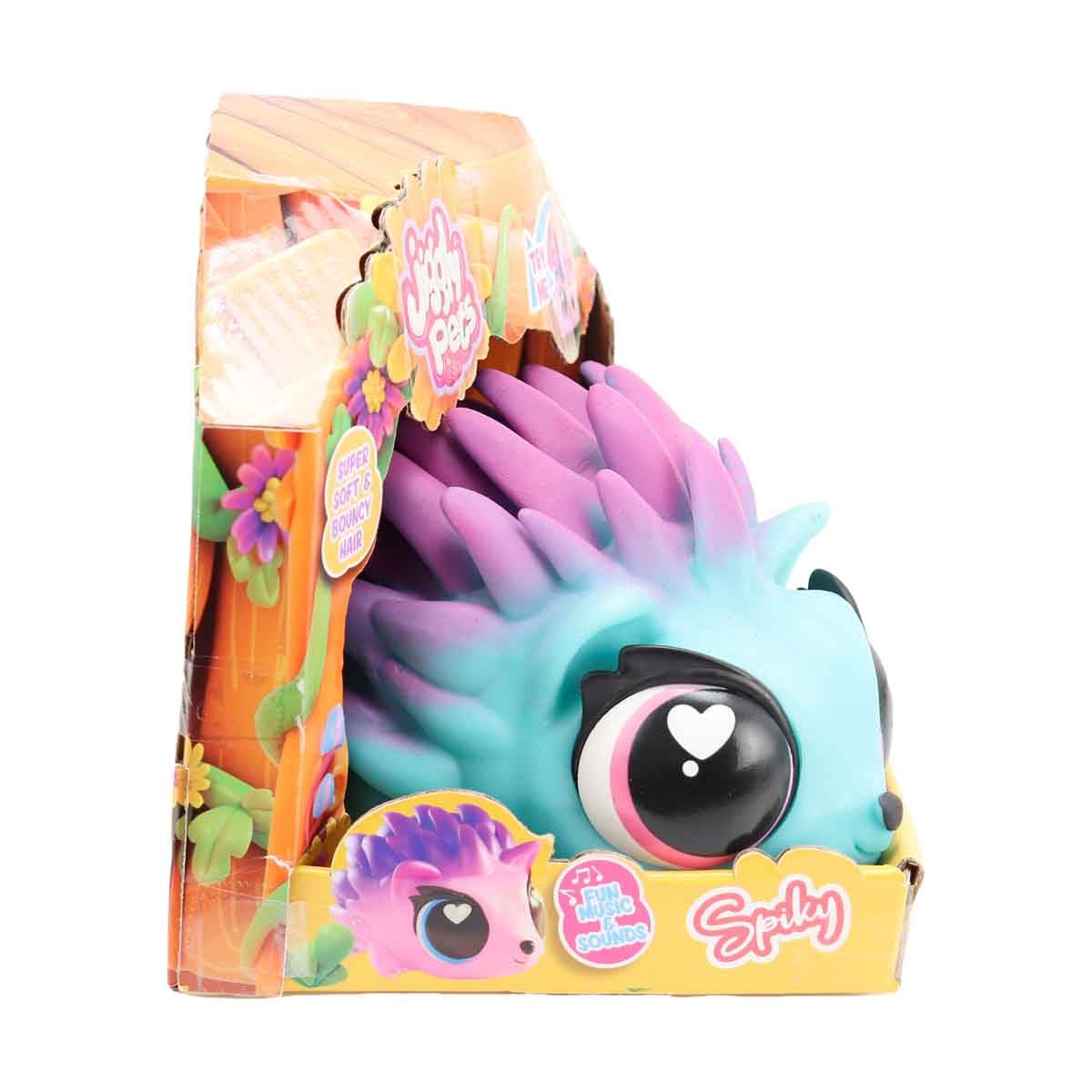 Jiggly Pets by Eolo My Spike Pet Azul, Spiky The Hedgehog, Erizo Interactivo, Mascota blandita Que Canta, Camina, Rueda, Corre, con música, Juguete para niños y niñas Desde 4 años, Famosa (JGG02200)