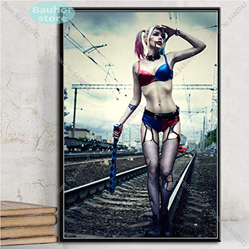 JIAYOUHUO Harley Quinn Art Poster Joker Squad Canvas Painting Posters and Prints Wall Art Picture...