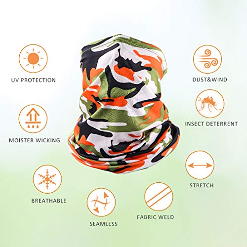 LUOLIIL VOE 5 Pieces Sun UV Protection Face Mask Neck Gaiter Windproof Scarf Sunscreen Breathable Bandana for Sport&Outdoor
