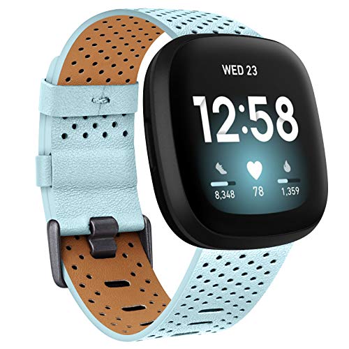 Yisica Cuir Bracelets Compatibles avec Fitbit Versa 3 / Fitbit Sense, Bracelets de Remplacement en Cuir Véritable Compatibles avec Fitbit Versa 3, Femmes Hommes