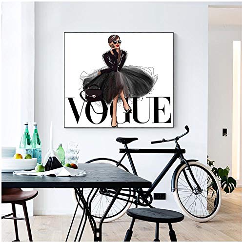 Mode Figur Poster Und Drucke Vogue Wand Pop Art Malerei Auf Leinwand Bild Wohnkultur- 40X40Cm Ohne Rahmen