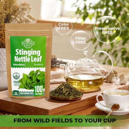 Image of 100 Bags Nettle Leaf Tea Ortiga Dried Nettle Herb Planta Bulk (Urtica Dioica) - 100 Count 1.5g Tea Bags Herb Hojas De Ortiga