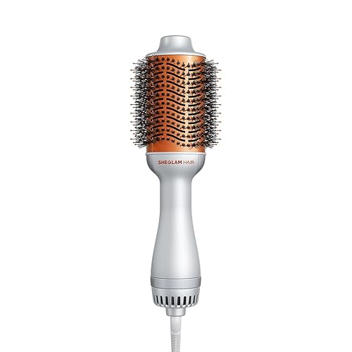 SHEGLAM Cepillo de aire caliente 4 en 1, secador de pelo y estilizador con motor de 33000 rpm, revestimiento GLOSS PRO para brillo, 3 ajustes de