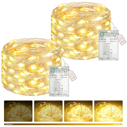 btfarm 5M 50 LED Lichterkette Batterie mit Timer, 2 Stück Mini...