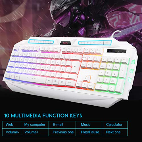 Anivia Gaming Tastatur Maus Set GK710 Rainbow LED Hintergrundbeleuchtete Tastatur und Maus Combo Set,Wired Keyboard für Xbox One USB PS4(DE Layout/Weiß - Image 4