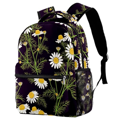Sac à dos d'école camomille sauvage pour filles et adolescents 40cm
