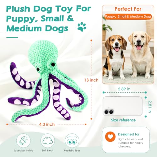 Image of Fuufome Octopus Squeaky Dog Toys for Puppy, Small and Medium Large Breed
