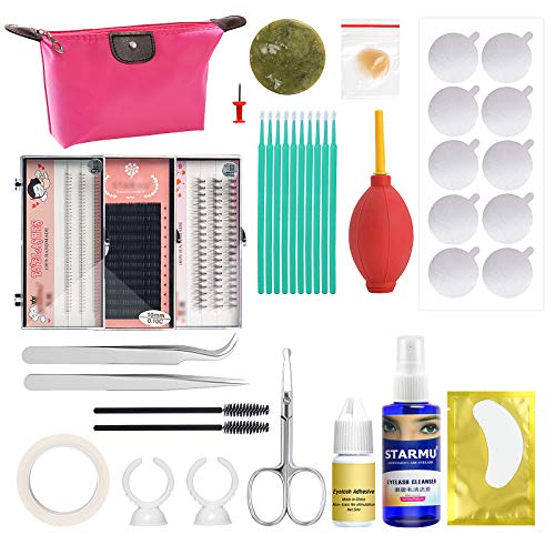 AORAEM Lash Extension Supplies Kit Eyelash Extension Starter Kit False Eyelashes Practice Exercise Set for Eye Lashes Graft Makeup Practic (#2-18Pcs)