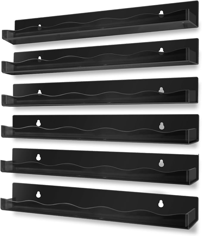 6 PCS 15" Nail Polish Rack Wall Mounted Shelf – Premium Acrylic Paint & Gel Polish Organizer with End Caps | Black Display Shelves for Nail Techs, Salons & Art Studios-image-49