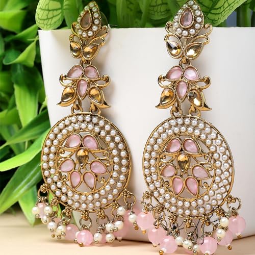 Gold-Plated Kundan Jhumka Earrings