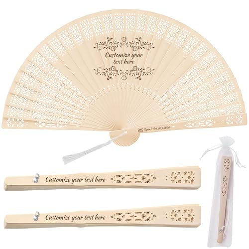 30 personalisierte Hochzeitsfächer für Gäste Fächer aus Holz mit Quasten & Organzabeuteln als Gastgeschenke für Hochzeit Abschlussfeier & Geburtstag (hohler Holzfächer)