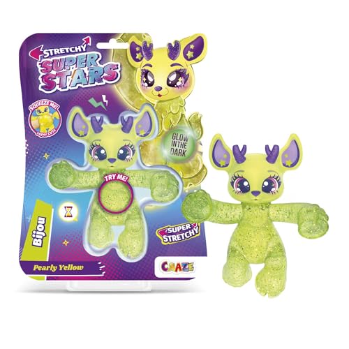CRAZE Superstars Stretchy Bijou - Figurine Extensible à Collectionner, Remplissage Paillettes et Effets spéciaux, Figurine d'action élastique, Jumbo