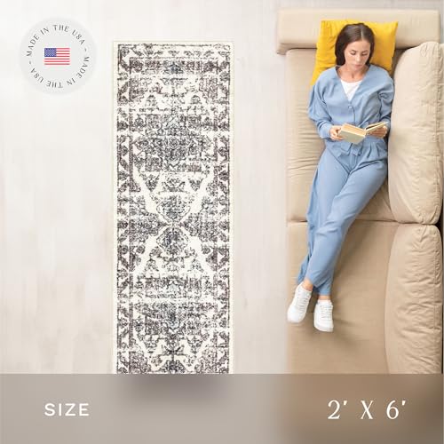 Tapete decorativo runner 2' x 6' Taupe/Grey miniatura 3