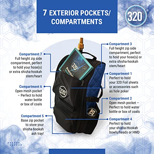 320º Shisha Tasche Gross mit 14 Fächern - Premium Shisha Rucksack - Reise Shisha Tragetasche Aufbewahrung Unterwegs… – Bild 8