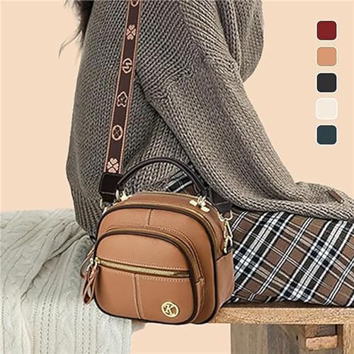 Gpmsign Bags, Gpmsign Crossbody Leather Bags, Multifunctional Compartment Adjustable Wide Shoulder Strap Leather Bag (Red)3