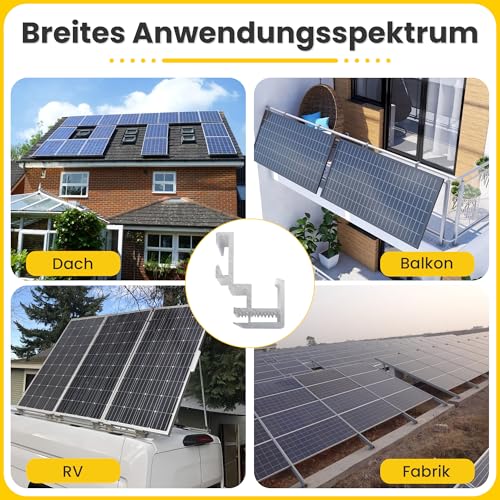 Offgridtec Mikro-Wechselrichter-Befestigungsklemme, Montage auf der Rückseite für 28–50mm Solarmodulrahmen, geeignet für alle gängigen Mikro-Wechselrichter-Marken, aus Edelstahl und Aluminium, Silber