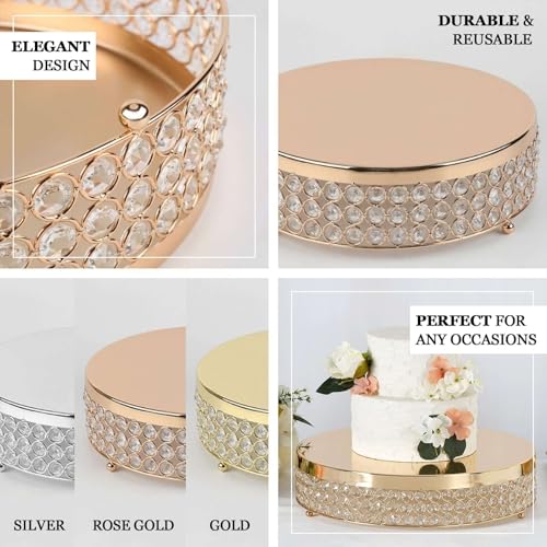Efavormart 13" Gold Crystal Beaded Metal Cake Stand Pedestal, Cupcake Display, Dessert Riser - Image 5