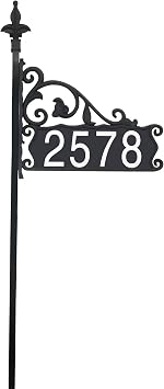Address America Boardwalk USA HandcraftedHome Address Yard Sign with Customized House Number Plate - High Visibility, Handcrafted, Double-Sided, Reflective - 47 Post, Optional Solar Light