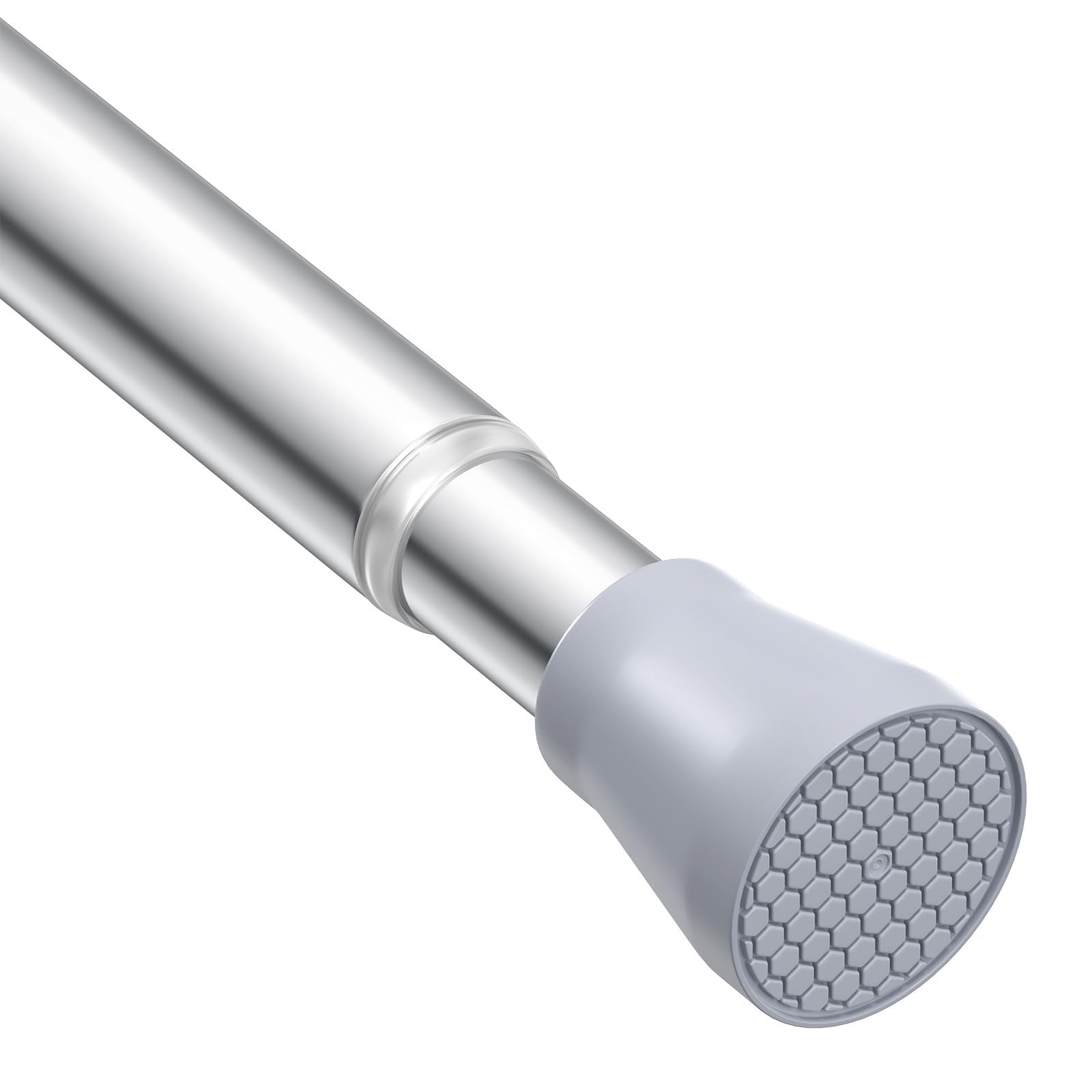 HAOYUNIE 1 Pack Tension Curtain Rod, 28-49 Inches Adjustable Spring Tension Rod, No Drill No Slip, for Windows, Doorway, Bathroom & Closet (silver)