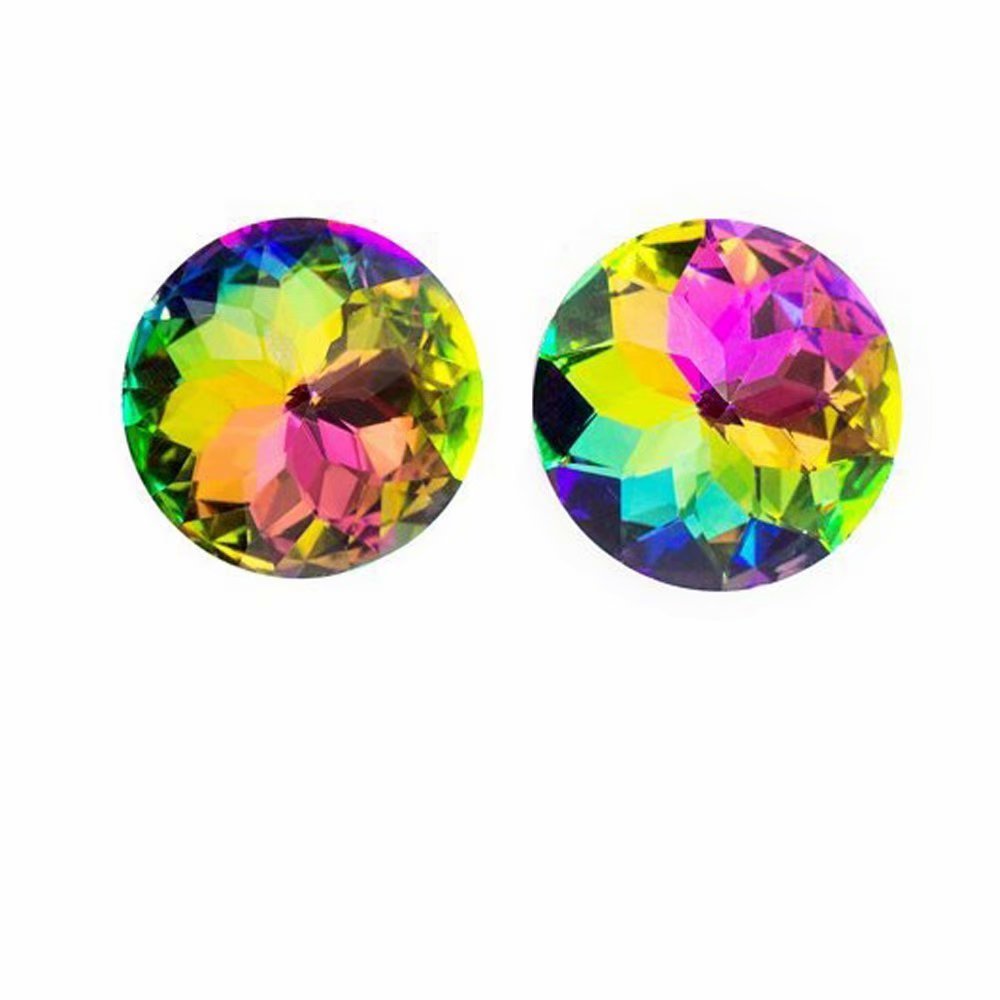 Fbshop(Tm) 2 Pcs Diamond Shape Crystal Glass Cabinet Dresser Drawer Hardware Cupboard Wardrobe Knobs Door Pull Handle(,30Mm Rainbow Color)