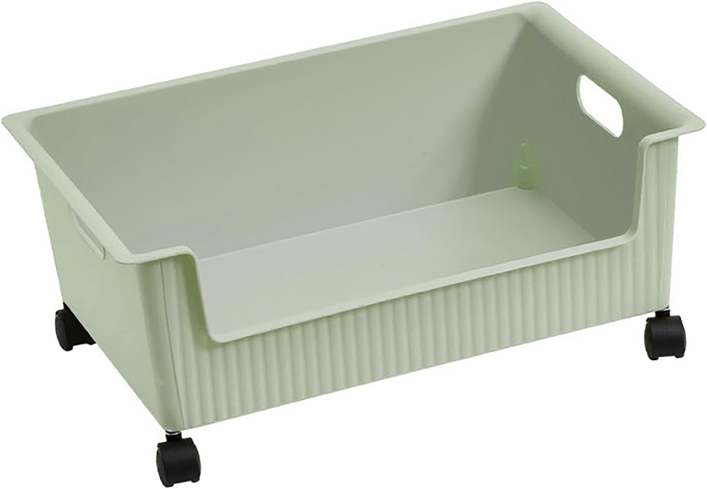 Fydun Classroom Organizing Bins, Easy to Move Plastic Book Storage Box with Pulley Student Dormitory Under Storage Boxes Box for Study Room The Table Backpack Desktop Basket to (Light Green)