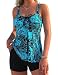 Hilor Women's Retro Pin up Ruched Skirted Paisley Swimdress Swimsuit Blue 20