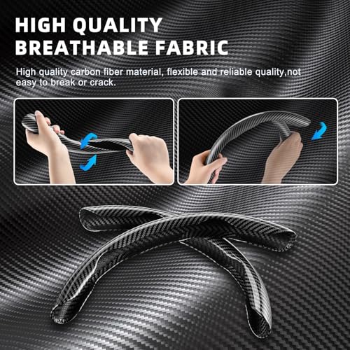 Image of Amiss 3pcs Carbon Fiber Anti-Skid Steering Wheel Cover, Waterproof Design, Universal Fit for 14-16 Inch Car Wheel Cover, Interior Car Accessories for Jeeps, SUVs, Trucks (Glossy Black)