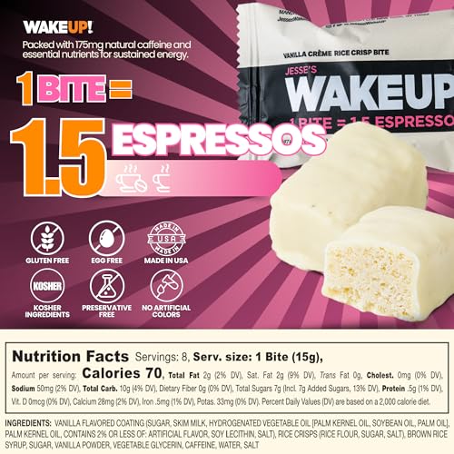 Image of WAKEUP! Caffeinated Vanilla Creme Bites,1.5 Espressos, Gluten Free, 8 Pack