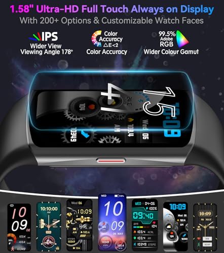 Smart Watch Fitness Tracker with 24/7 Heart Rate, Blood Oxygen Blood Pressure Monitor Sleep Tracker 120 Sports Modes Activity Trackers Step Calorie Counter IP68 Waterproof for Andriod iPhone Women Men