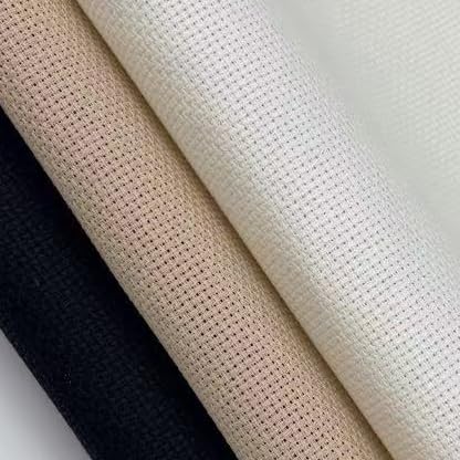 Image of KCS 3 pc of 15 inch x 18 inch(38cmx45cm) Counted Cross Stitch Cotton Aida Cloth Needlework Rolled Fabric Box,16CT,Antique White+Khaki+Black