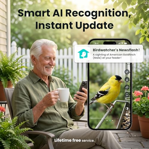 Image of Birdfy Smart Bird Feeder with Camera, Solar Powered, Gift for Bird Lovers