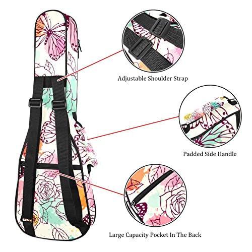 Housse pour ukulélé rétro vintage motif papillon rose 10 mm rembourrage épais 53,3 cm sac de transport avec sangles… - Les Beatles, Paul McCartney, John Lennon, RIngo Starr, George Harrison Housse pour ukulélé rétro vintage motif papillon rose 10 mm rembourrage épais 53,3 cm sac de transport avec sangles… – Image 4