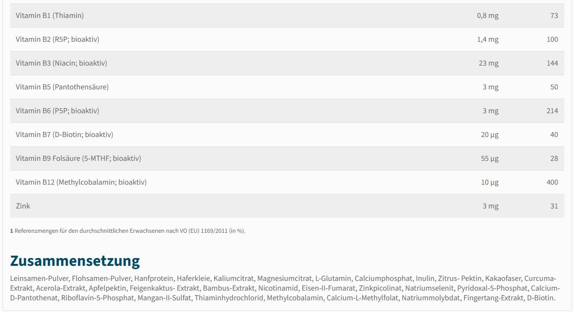 NautuGena GaSta/Glutenfreie Ballaststoffe, Vitamine & Mineralstoffet/Hoher Anteil an L-Glutamin und Curcuma/ 548g Pulver (1-Monats-Packung)