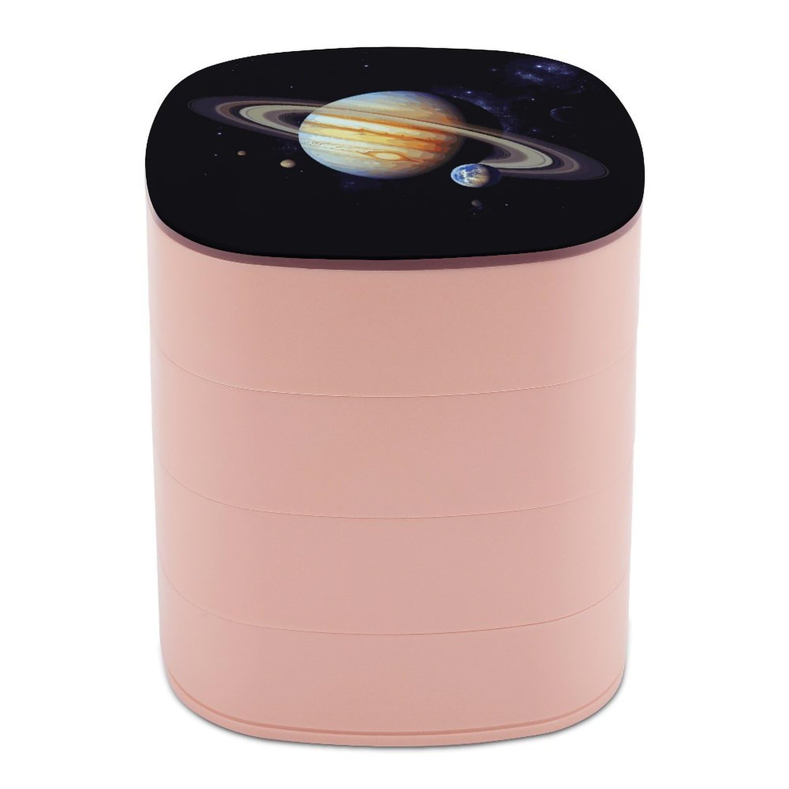 FekiLoot Planet Jupiter Jewelry Box 4-Layers Rotatable Jewelry Organizer Storage Box with Mirror Cute Travel Jewelry Case Portable Earring Holder Organizer for Ring Necklace Bracelet