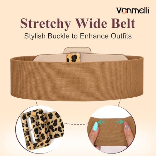 Image of VONMELLI Stretchy Wide Women Belts Elastic Vintage Belts for Women Fashion Ladies Waist Belt for Dress