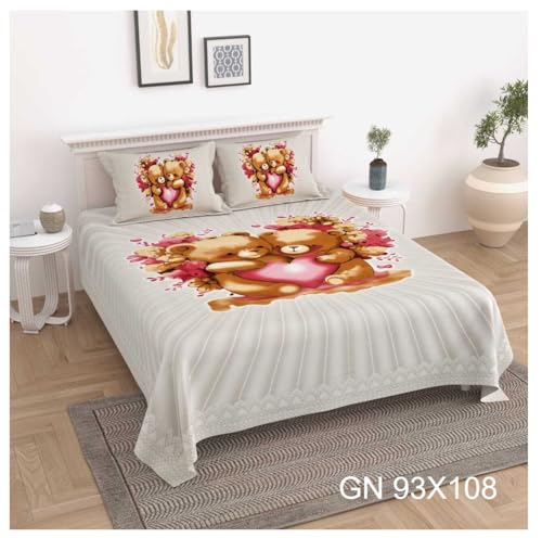 Image of Bedsheet Gulabi Nagri 100% Cotton Double Bed Size Bedsheet with Pillow for Room 93 By 108 Inches Valentine Day Gifts