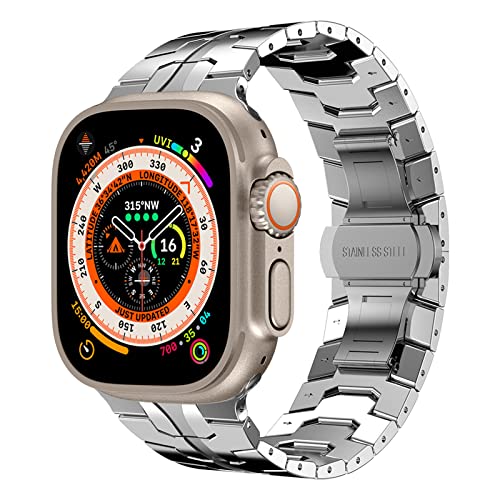 Bracelet acier inoxydable Apple Watch 44mm 45mm compatible toutes séries iWatch